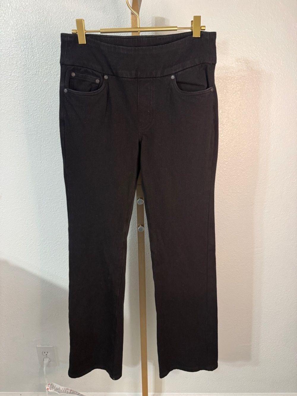 Coldwater Creek- knit denim mid-rise bootcut Black Pants - size 6